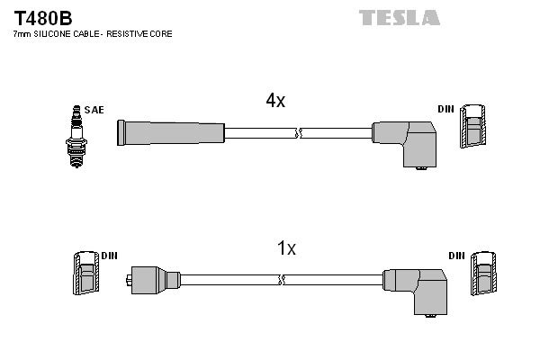 TESLA Gyújtókábel készlet T480B_TES