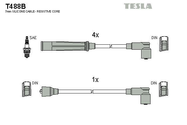 TESLA Gyújtókábel készlet T488B_TES