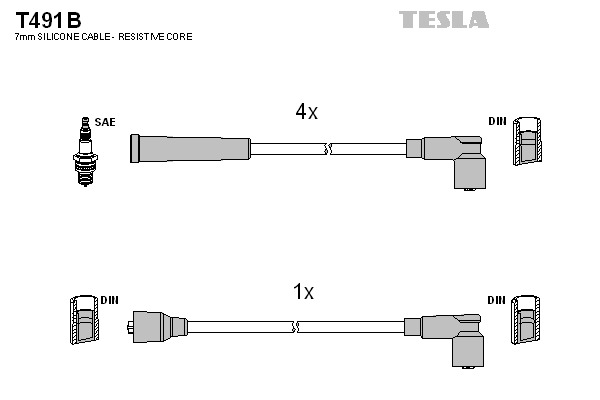 TESLA Gyújtókábel készlet T491B_TES