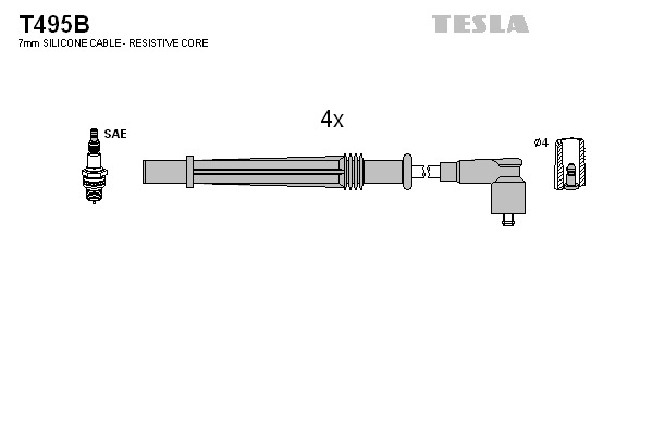 TESLA Gyújtókábel készlet T495B_TES