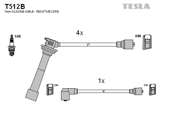 TESLA Gyújtókábel készlet T512B_TES