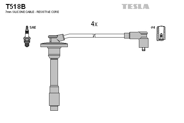 TESLA Gyújtókábel készlet T518B_TES