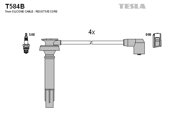 TESLA Gyújtókábel készlet T584B_TES