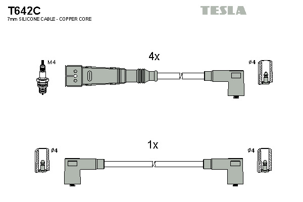 TESLA Gyújtókábel készlet T642C_TES