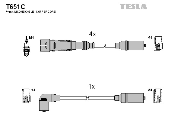 TESLA Gyújtókábel készlet T651C_TES