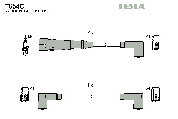 TESLA Gyújtókábel készlet T654C_TES