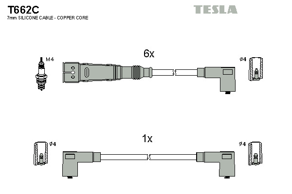 TESLA Gyújtókábel készlet T662C_TES