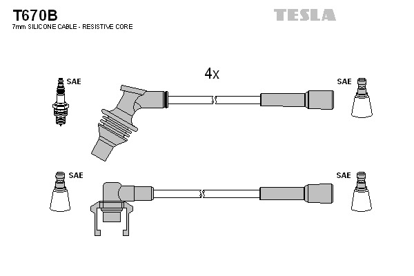 TESLA Gyújtókábel készlet T670B_TES