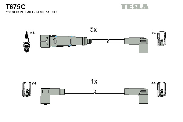 TESLA Gyújtókábel készlet T675C_TES