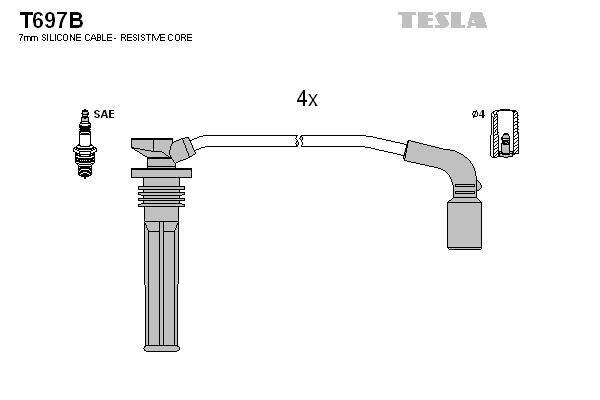 TESLA Gyújtókábel készlet T697B_TES