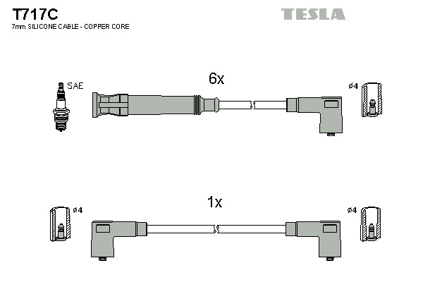 TESLA Gyújtókábel készlet T717C_TES