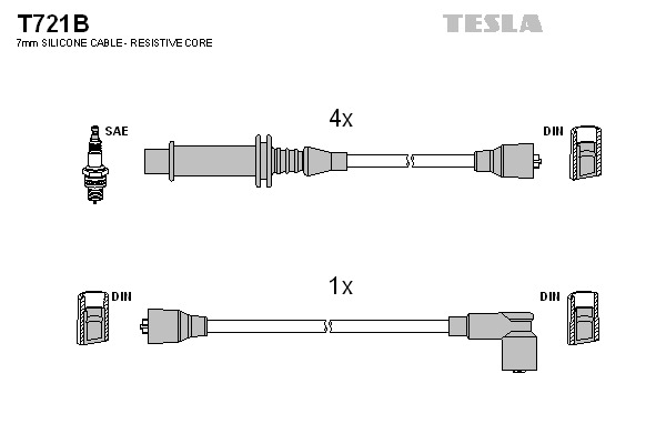 TESLA Gyújtókábel készlet T721B_TES