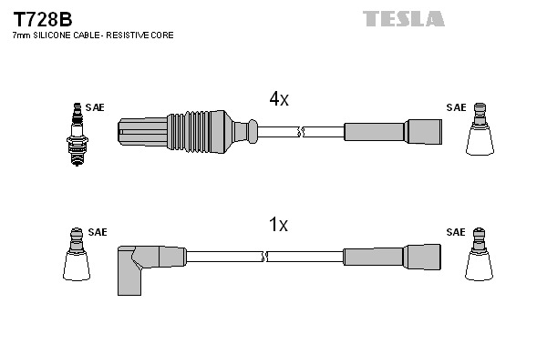 TESLA Gyújtókábel készlet T728B_TES