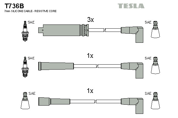 TESLA Gyújtókábel készlet T736B_TES