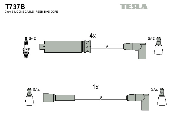 TESLA Gyújtókábel készlet T737B_TES