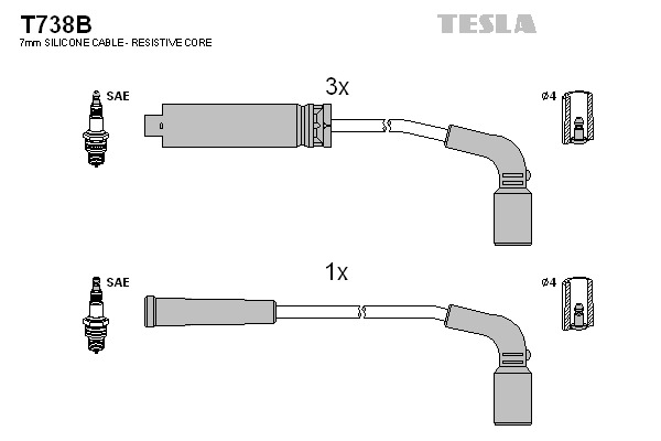 TESLA Gyújtókábel készlet T738B_TES