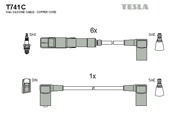 TESLA Gyújtókábel készlet T741C_TES