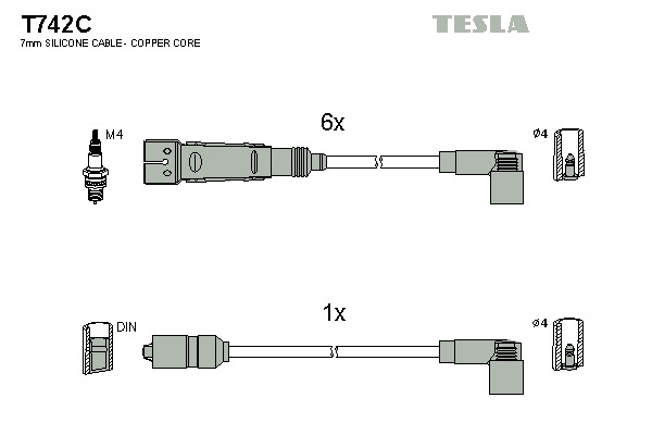 TESLA Gyújtókábel készlet T742C_TES