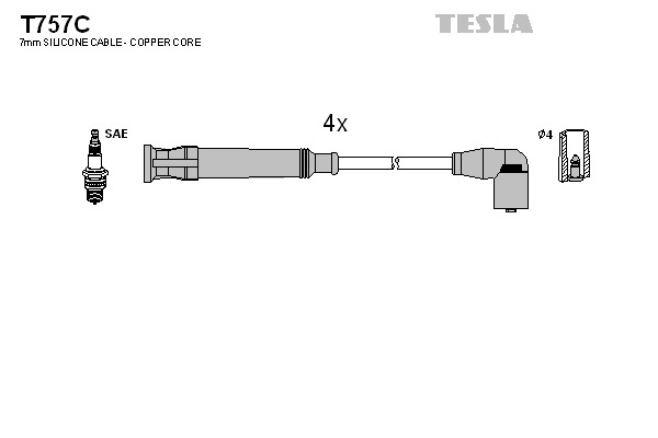 TESLA Gyújtókábel készlet T757C_TES