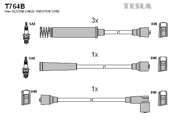 TESLA Gyújtókábel készlet T764B_TES