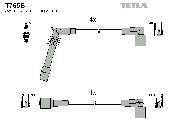 TESLA Gyújtókábel készlet T765B_TES