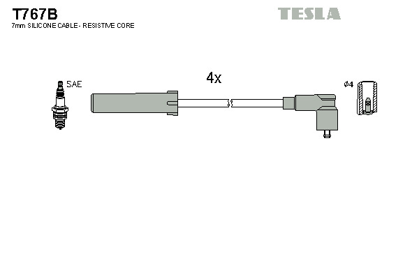 TESLA Gyújtókábel készlet T767B_TES