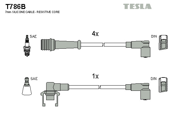 TESLA Gyújtókábel készlet T786B_TES