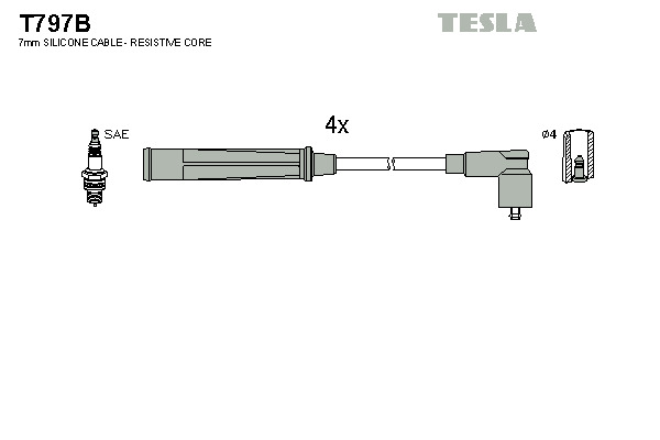 TESLA Gyújtókábel készlet T797B_TES