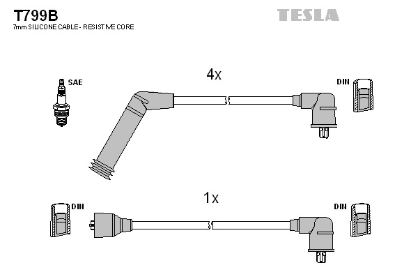 TESLA Gyújtókábel készlet T799B_TES