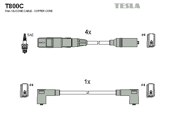 TESLA Gyújtókábel készlet T800C_TES