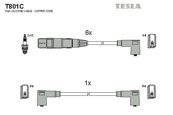 TESLA Gyújtókábel készlet T801C_TES