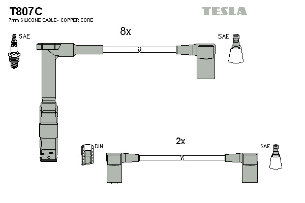 TESLA Gyújtókábel készlet T807C_TES