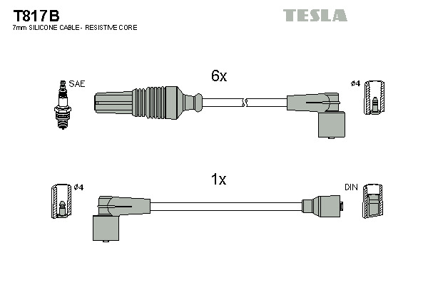 TESLA Gyújtókábel készlet T817B_TES