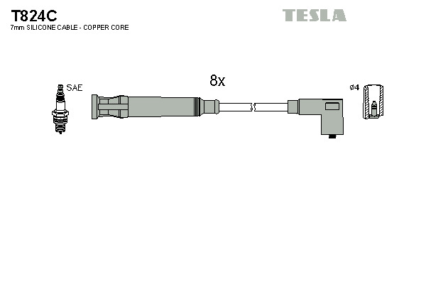 TESLA Gyújtókábel készlet T824C_TES