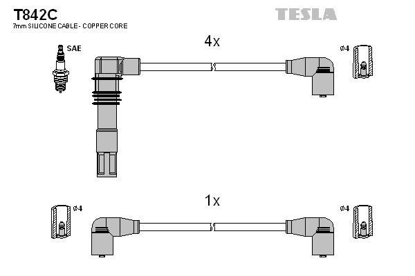 TESLA Gyújtókábel készlet T842C_TES