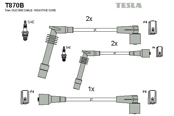 TESLA Gyújtókábel készlet T870B_TES