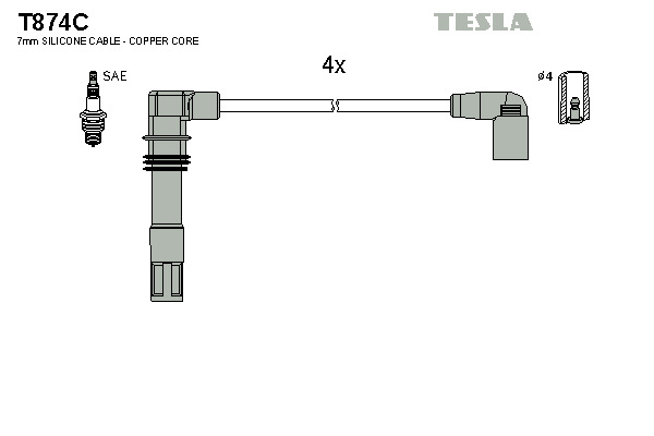 TESLA Gyújtókábel készlet T874C_TES