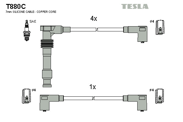 TESLA Gyújtókábel készlet T880C_TES