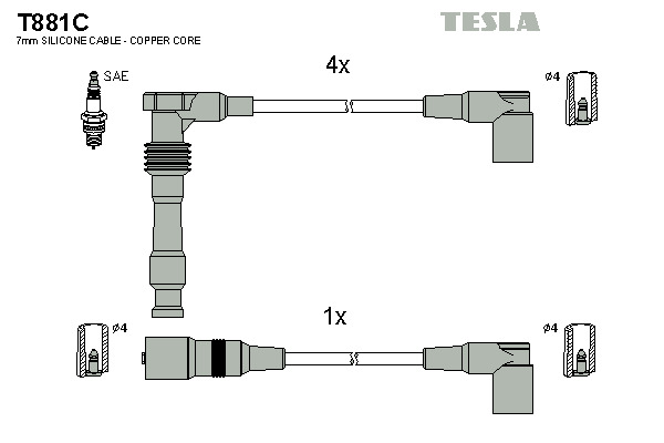 TESLA Gyújtókábel készlet T881C_TES