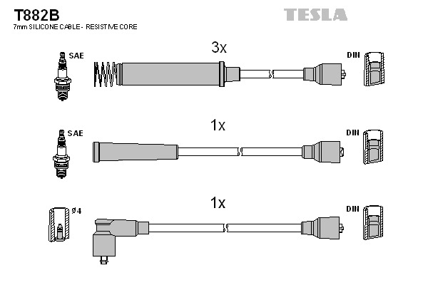 TESLA Gyújtókábel készlet T882B_TES