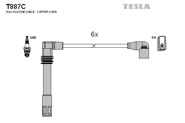 TESLA Gyújtókábel készlet T887C_TES