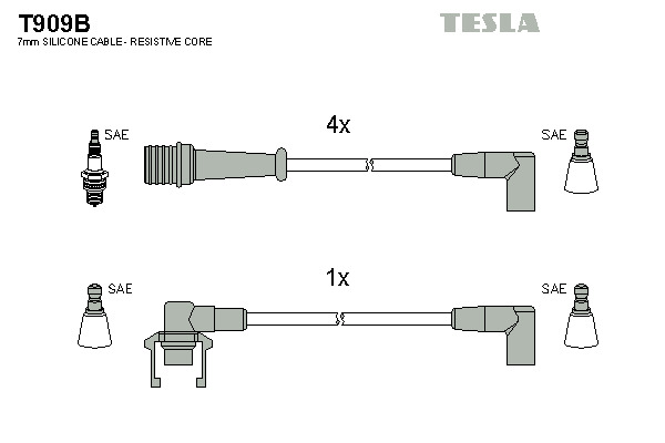 TESLA Gyújtókábel készlet T909B_TES