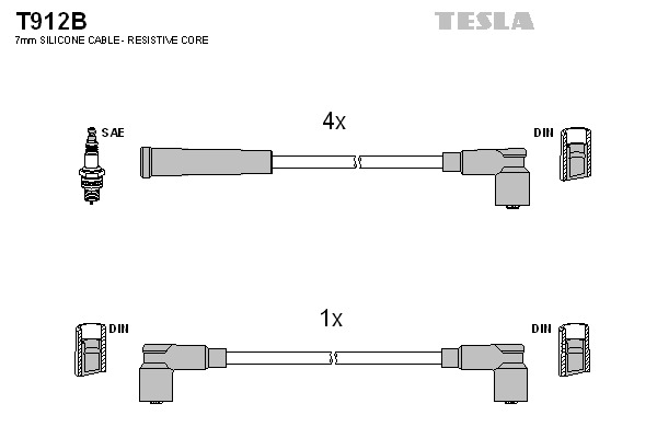 TESLA Gyújtókábel készlet T912B_TES