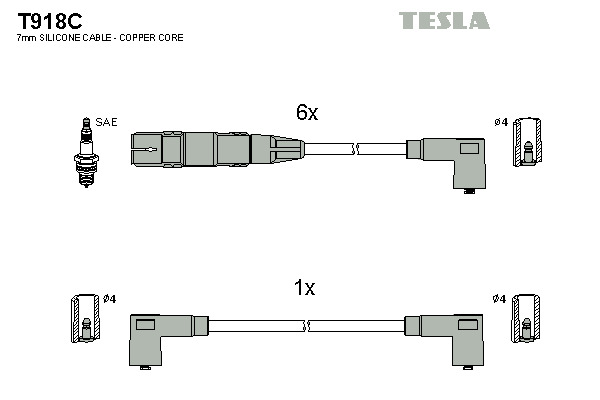 TESLA Gyújtókábel készlet T918C_TES