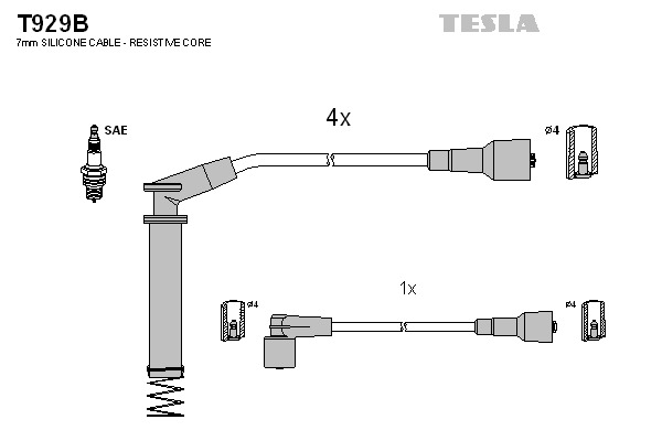 TESLA Gyújtókábel készlet T929B_TES