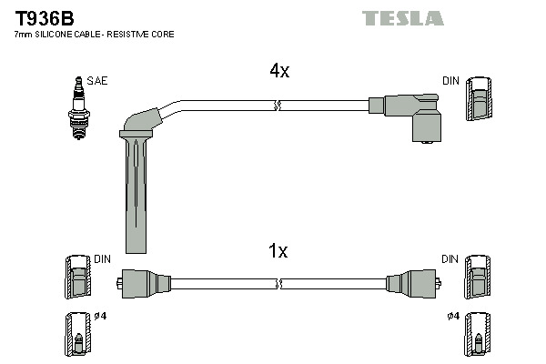 TESLA Gyújtókábel készlet T936B_TES