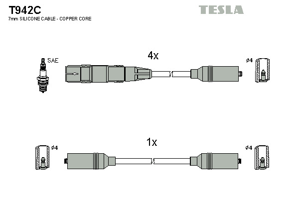 TESLA Gyújtókábel készlet T942C_TES