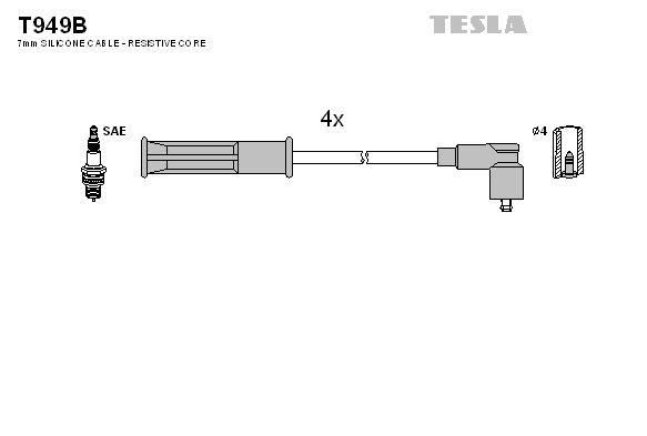 TESLA Gyújtókábel készlet T949B_TES