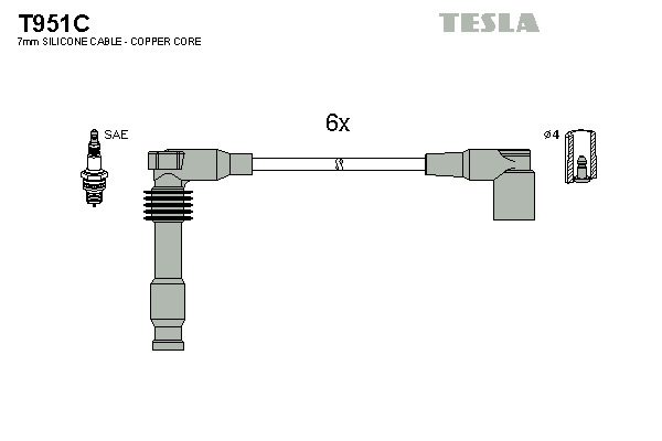 TESLA Gyújtókábel készlet T951C_TES