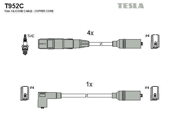 TESLA Gyújtókábel készlet T952C_TES